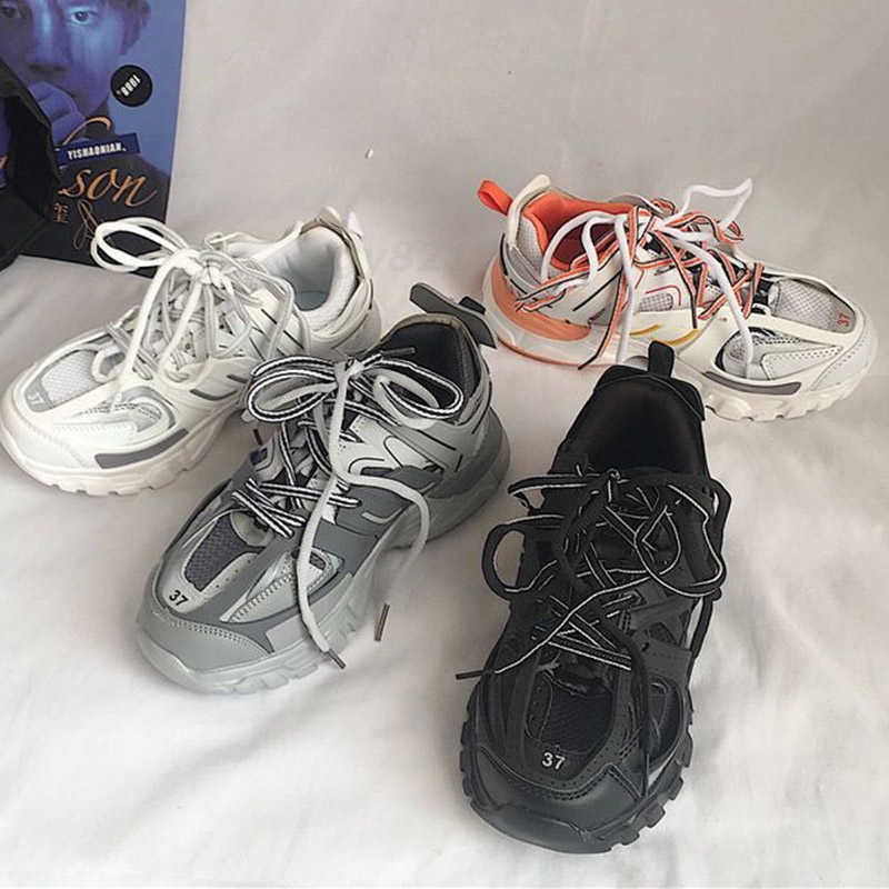 

2022 Dirty Dad Shoes Triple S Track Trainers New Fashion Clunky Men and Women Designer Black Orange Ladies Walking Paris Shoe zg5 Paris, Color 1