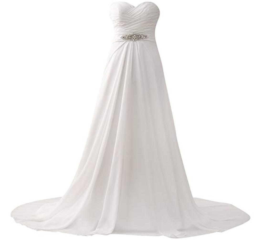 Romantic ALine White Beach Wedding Dresses for Crystals Beaded Chiffon Wedding Dress Open Back Discount Bridal Gowns vestido4159430, Pink