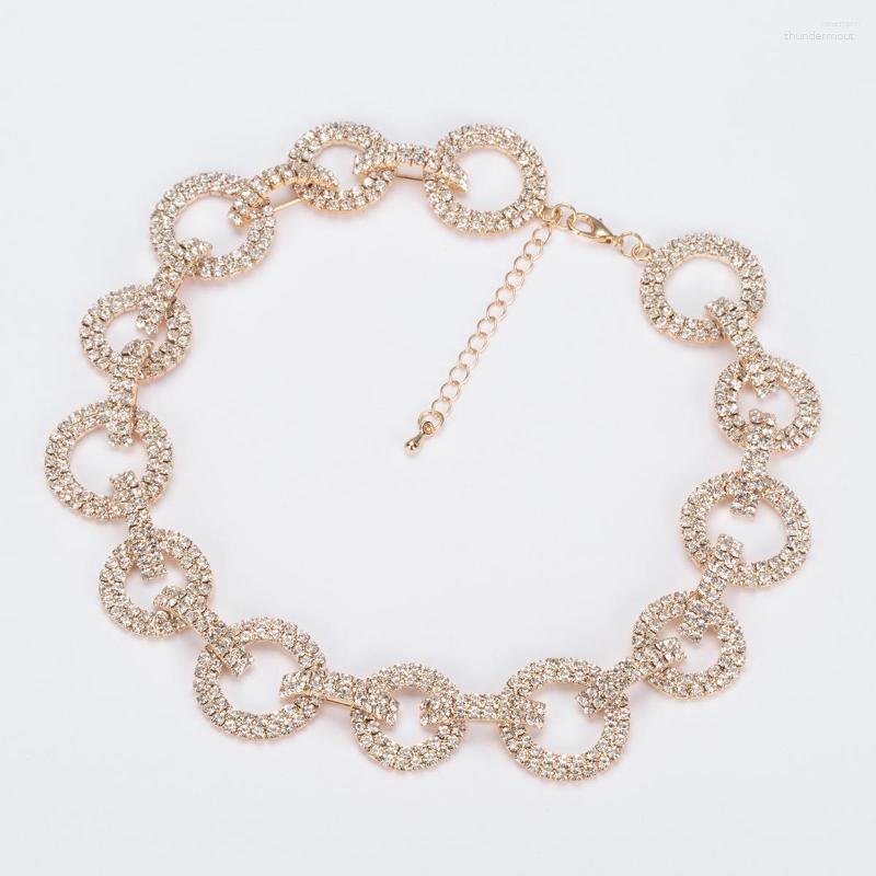Chains Luxury Full Rhinestones Gold Plated Necklaces Circle Rings Sexy Crystal Rhinestone Chokers
Chains Luxury Full Rhinestones Gold Plated Necklaces Circle Rings Sexy Crystal Rhinestone Chokers