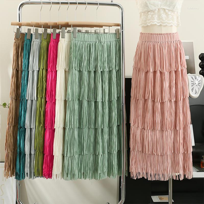Skirts Women Chic Pleated Tassels Tiered Full Skirt High Waist Elegant Korean Fashion Fairycore A-line Sweet Casual Summer Clothing, Gray
Skirts Women Chic Pleated Tassels Tiered Full Skirt High Waist Elegant Korean Fashion Fairycore A-line Sweet Casual Summer Clothing, Gray