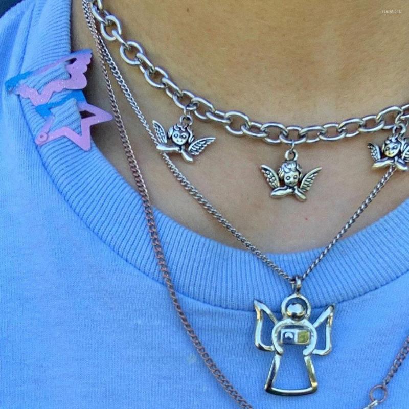 Pendant Necklaces Punk Thick Chain Angel Necklace Retro Silver Color Metal Geometric Chokers Fashion Jewelry Gift
Pendant Necklaces Punk Thick Chain Angel Necklace Retro Silver Color Metal Geometric Chokers Fashion Jewelry Gift