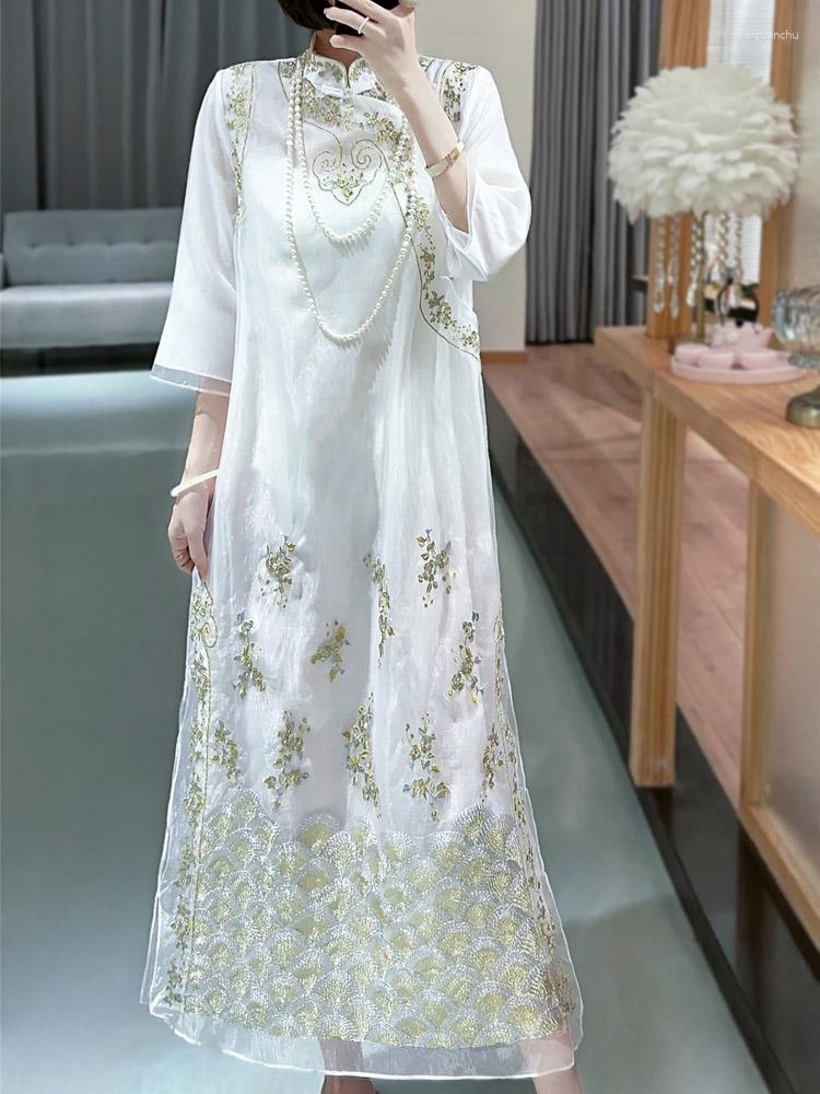 Ethnic Clothing High-end Spring Summer Chinese Style Qipao Dress Women Elegant Embroidery Lady Organza Long Cheongsam Female S-XXL
Ethnic Clothing High-end Spring Summer Chinese Style Qipao Dress Women Elegant Embroidery Lady Organza Long Cheongsam Female S-XXL
