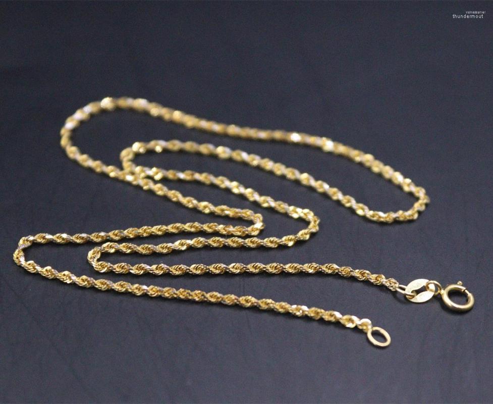 Chains Pure 18K Yellow Gold Chain Women 1.6mm Rope Link Necklace 4g 16inch Au750 Real
Chains Pure 18K Yellow Gold Chain Women 1.6mm Rope Link Necklace 4g 16inch Au750 Real