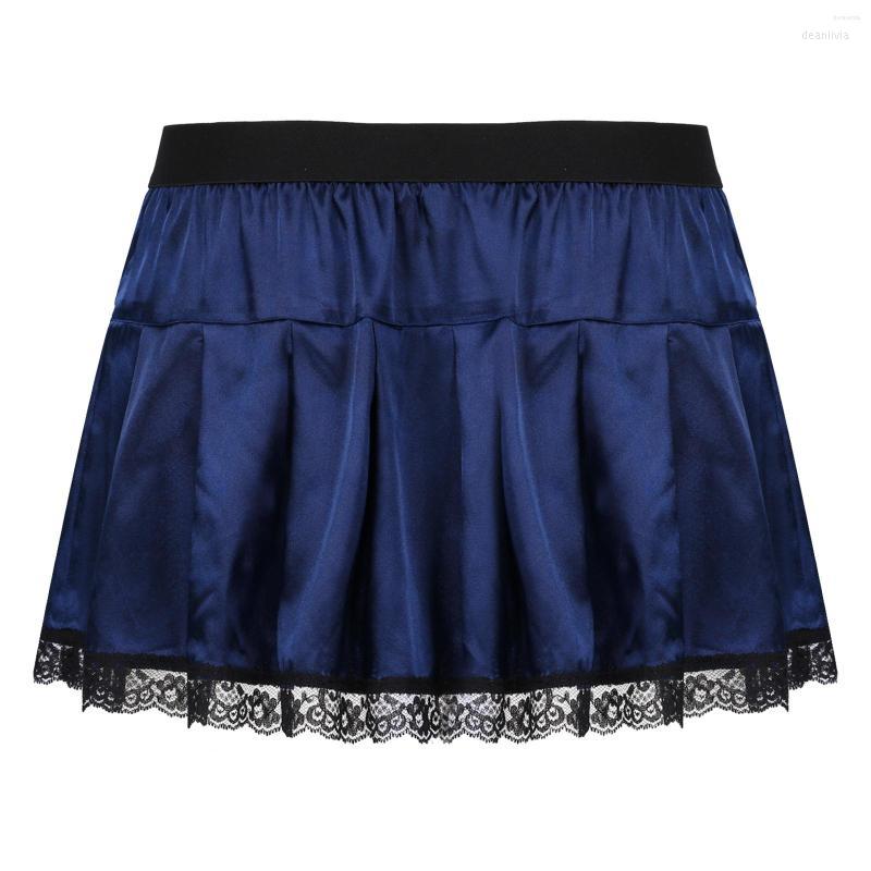 Men's Sleepwear Men's Mens Satin Skirts Lace Trim Pleated Skirt Role Play Costume Solid Color Blue Micro Sissy Miniskirt Nightwear, Navy blue
Men's Sleepwear Men's Mens Satin Skirts Lace Trim Pleated Skirt Role Play Costume Solid Color Blue Micro Sissy Miniskirt Nightwear, Navy blue