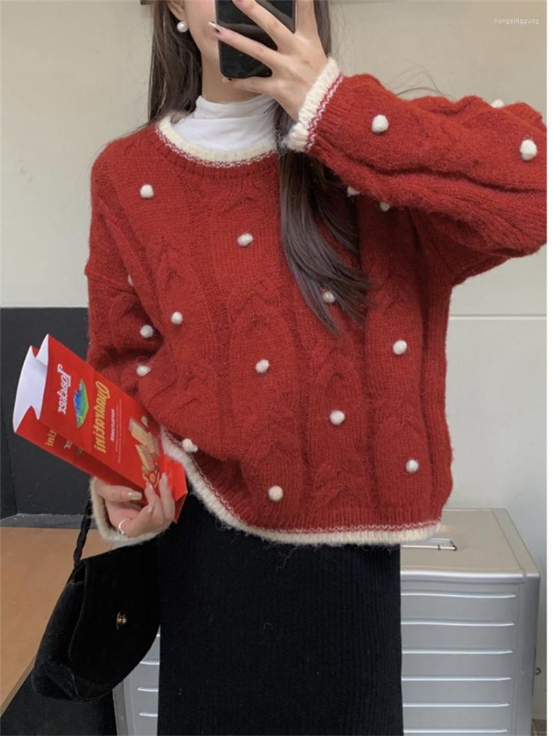 

Women's Sweaters Alien Kitty 2023 Christmas Style Women Sweet Gentle Knitted Winter Pullovers Casual Office Lady Vintage Slim Chic, Red