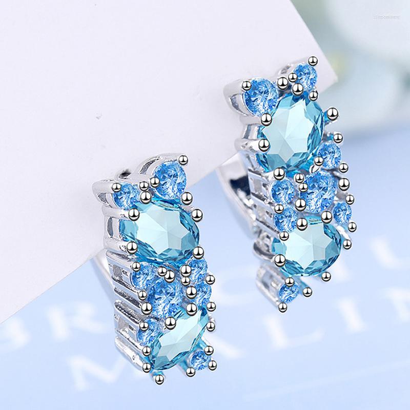Hoop Earrings Elegant Blue Zircon For Wedding Party Jewelry Female Gorgeous Prevent Allergy Gifts
Hoop Earrings Elegant Blue Zircon For Wedding Party Jewelry Female Gorgeous Prevent Allergy Gifts