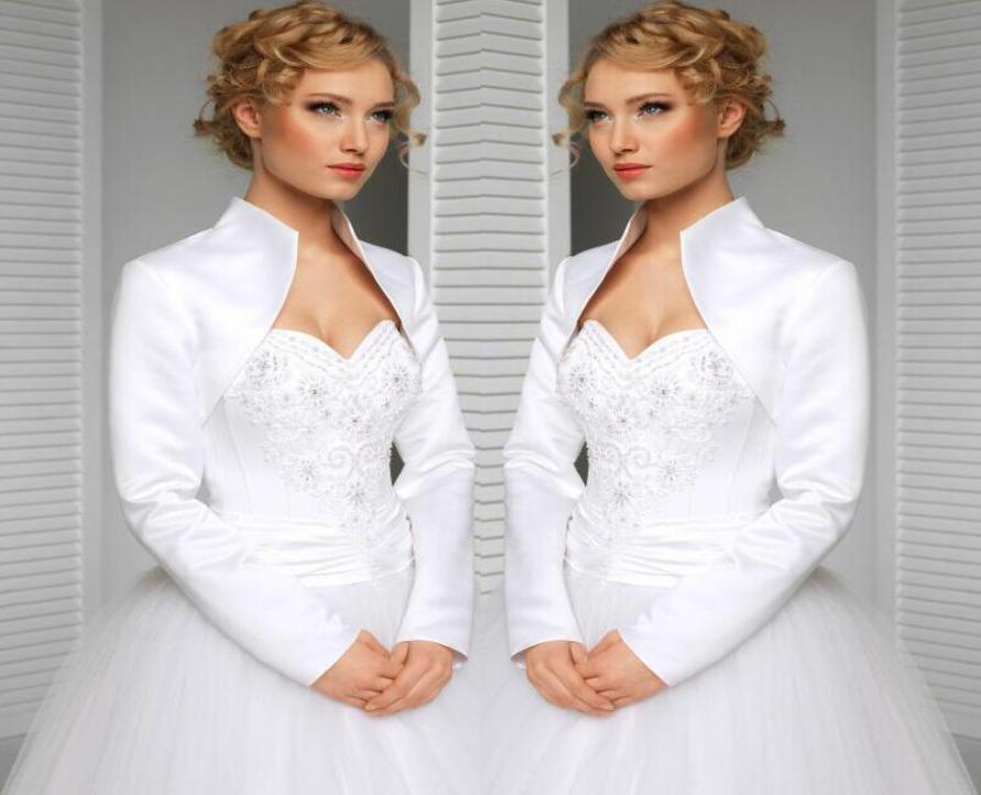 real custom made size and color wedding jacket satin long sleeves high collar bride accessories bridal bolero shrug wraps sh2805191, Ecru white
real custom made size and color wedding jacket satin long sleeves high collar bride accessories bridal bolero shrug wraps sh2805191, Ecru white