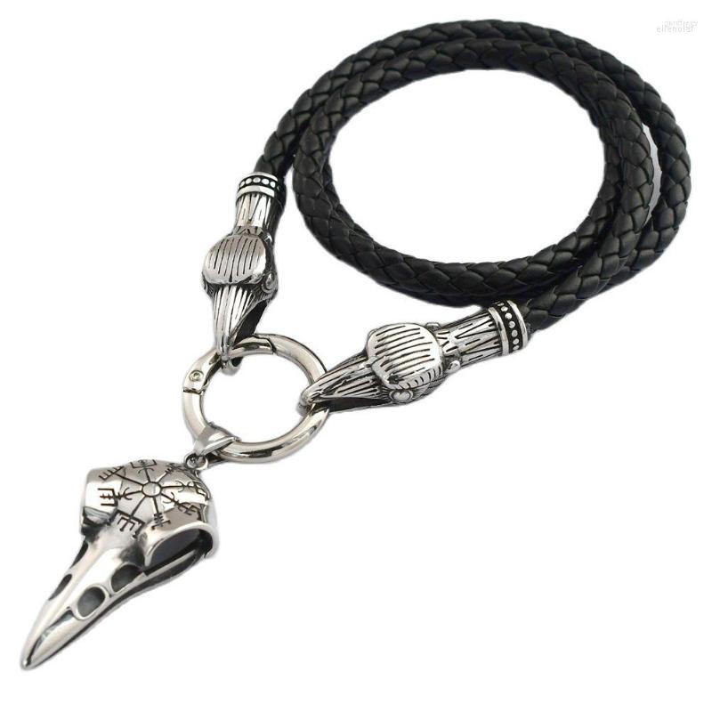 Chains Viking Crow Skull Pendant Necklace Stainless Steel Head Braided Leather Chain Nordic Men's Jewelry Festival Daily Wear
Chains Viking Crow Skull Pendant Necklace Stainless Steel Head Braided Leather Chain Nordic Men's Jewelry Festival Daily Wear
