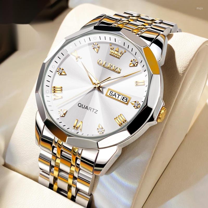 Wristwatches Quartz Watches Men's Diamond Mirror Casual Fashion Waterproof Luminous Stainless Steel Watch Date Week Relogios Masculino, Gold blue
Wristwatches Quartz Watches Men's Diamond Mirror Casual Fashion Waterproof Luminous Stainless Steel Watch Date Week Relogios Masculino, Gold blue
