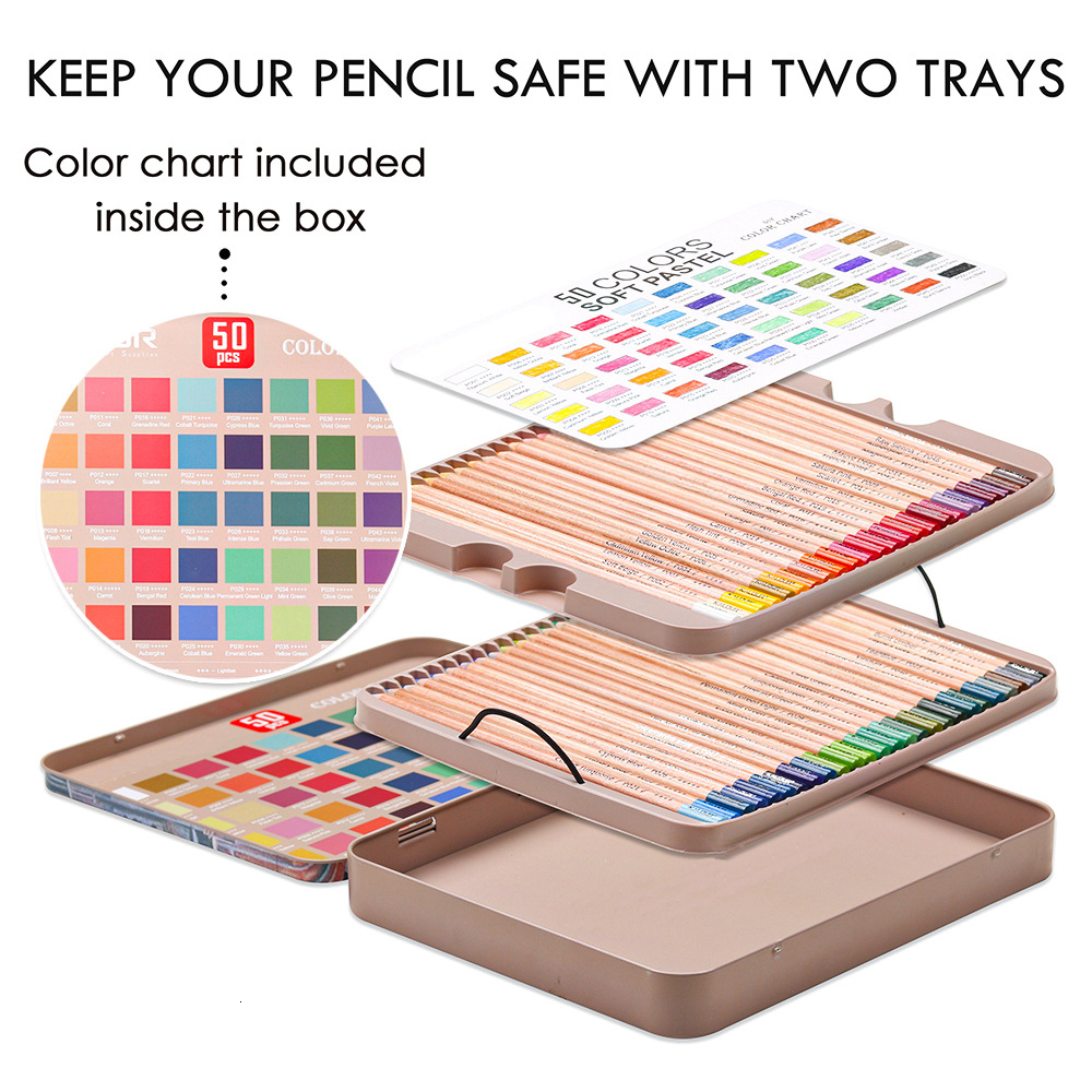 Pencils Xsyoo Premium 50pcs Soft Pastel Colored Pencil Set Wood Skin Color Drawing Sketch Kit For Artist Writing 230627