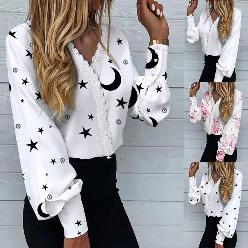Women's Blouses Women's Blouse Elegant Tops Spring/Summer 2023 Fashion Print Lace V-neck Casual Female White Shirt S
Women's Blouses Women's Blouse Elegant Tops Spring/Summer 2023 Fashion Print Lace V-neck Casual Female White Shirt S