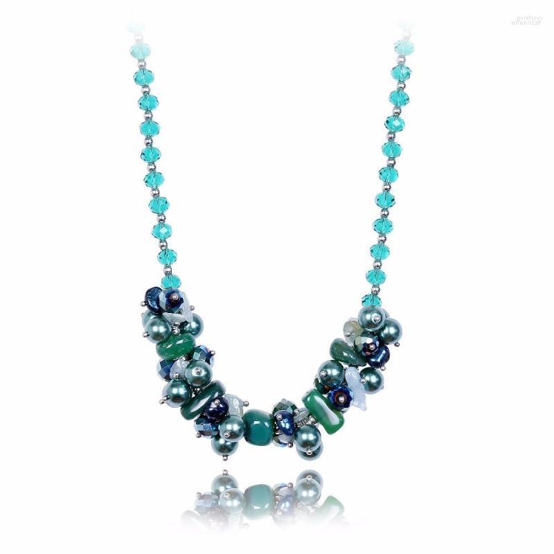 Chains Fashion Green Long Necklace Statement Sending Crystal Bracelets As Gift