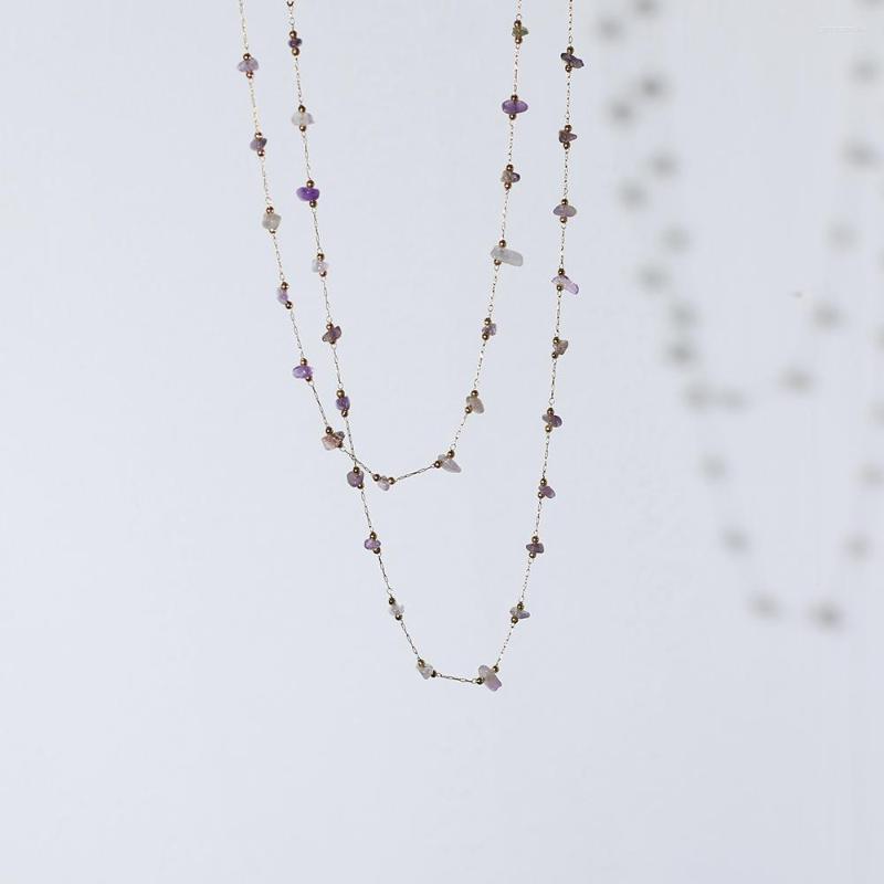 Chains 316L Stainless Steel Irregular Purple Crystal Gold Bead Crushed Stone Necklace High Quality 18K Plated Women Collar
Chains 316L Stainless Steel Irregular Purple Crystal Gold Bead Crushed Stone Necklace High Quality 18K Plated Women Collar