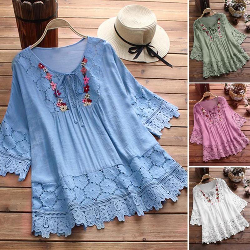 Women's Blouses V-Neck 3/4 Sleeves Lace-up Bow Summer Shirt Vintage Lace Patchwork Embroidery Flower Decor Blouse Female Clothing, White
Women's Blouses V-Neck 3/4 Sleeves Lace-up Bow Summer Shirt Vintage Lace Patchwork Embroidery Flower Decor Blouse Female Clothing, White