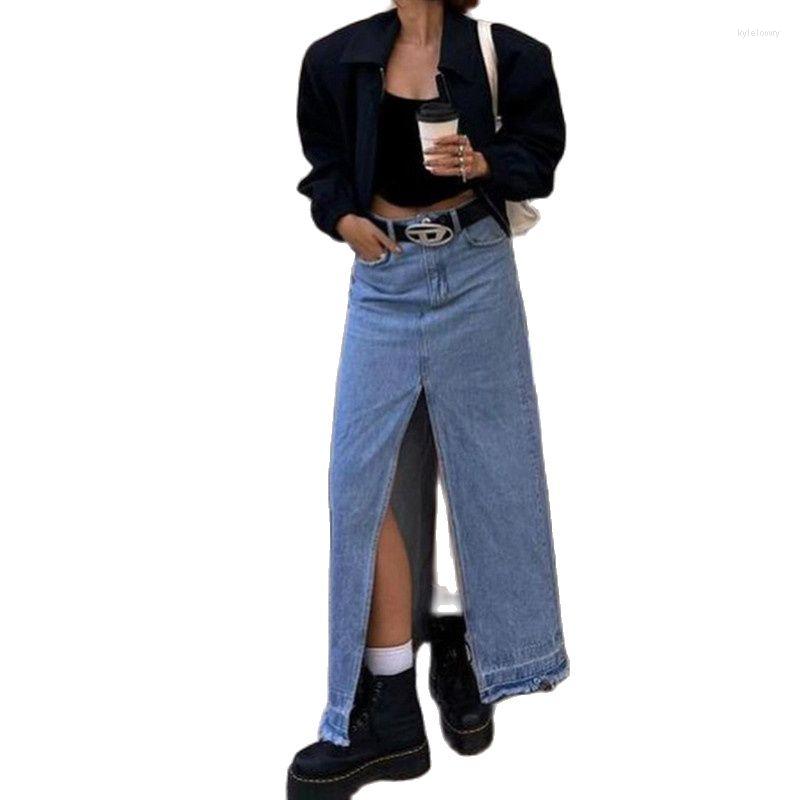 Skirts Europe And The United States Ins Wind 2023 Cotton Simple Retro Long A-line Skirt Slit Denim Half, Blue
Skirts Europe And The United States Ins Wind 2023 Cotton Simple Retro Long A-line Skirt Slit Denim Half, Blue