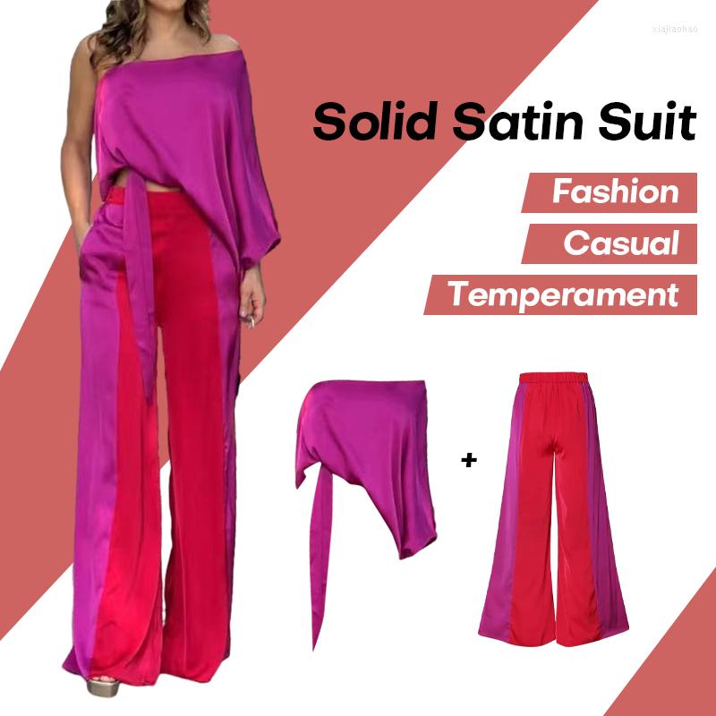 Women' Two Piece Pants Women Set Casual Fashion One Shoulder Lace Up Long Sleeve Top Streetwear Color-Block Wide Legs Sets, Rose red
Women' Two Piece Pants Women Set Casual Fashion One Shoulder Lace Up Long Sleeve Top Streetwear Color-Block Wide Legs Sets, Rose red