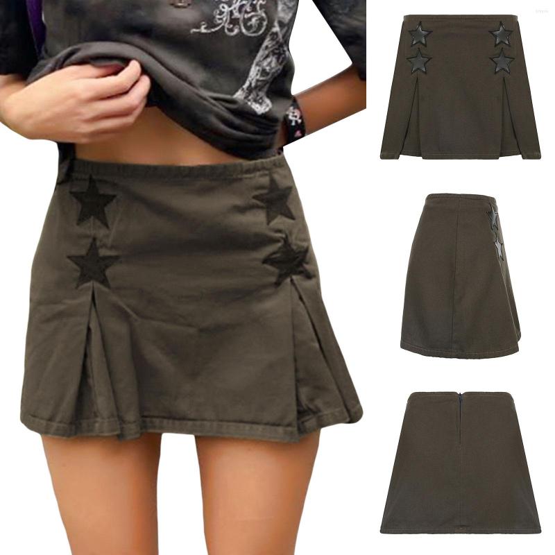 Skirts Women Denim Skirt With Five-Pointed Star Patchwork Pleated Detail High Waist Summer Clothing
Skirts Women Denim Skirt With Five-Pointed Star Patchwork Pleated Detail High Waist Summer Clothing
