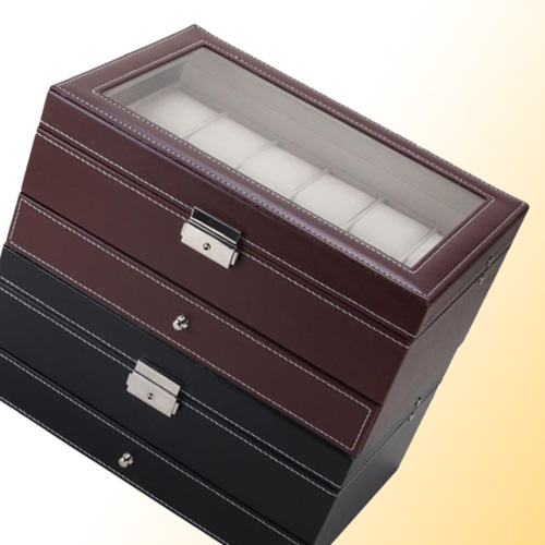 New 12 Grids Slots Double Layers PU Leather Watch Storage Box Professional Watch Case Rings Bracelet Organizer Box Holder