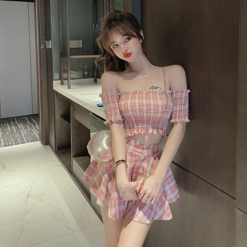 Two Piece Dress Summer Off The Shoulder Blouse Slash Short Sleeve Pink Plaid Crop Tops Sexy Mini Mermaid Skirts Sets Fashion Sweet Elegant 230627, Green 2set
Two Piece Dress Summer Off The Shoulder Blouse Slash Short Sleeve Pink Plaid Crop Tops Sexy Mini Mermaid Skirts Sets Fashion Sweet Elegant 230627, Green 2set