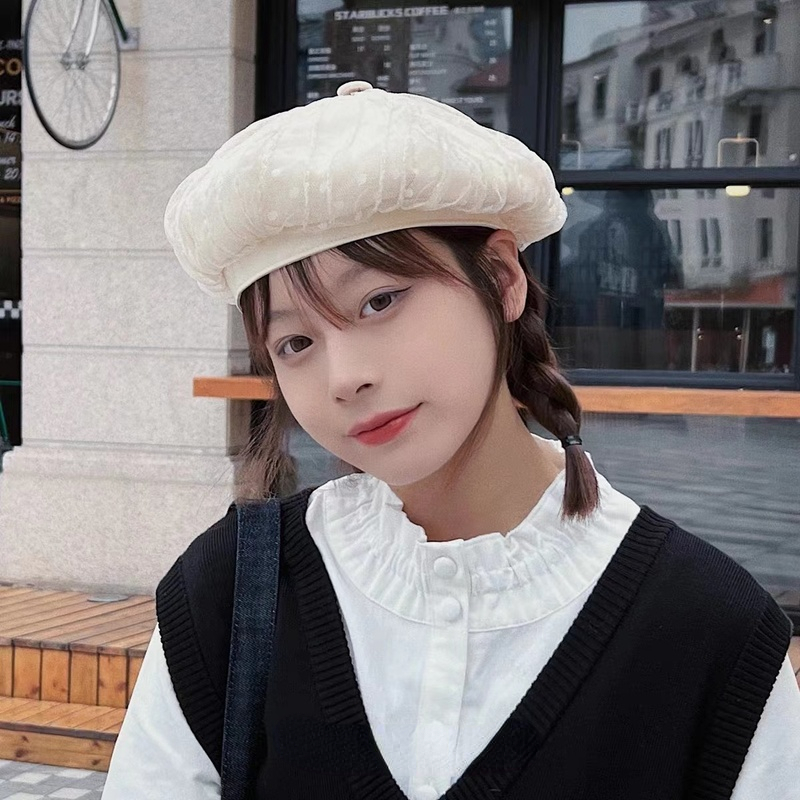 Korean Sweet Lace Polka Dot Beret Hat Spring and Summer Fashion Painter Pumpkin Cap Cute Women's Hats Japanese Berets
Korean Sweet Lace Polka Dot Beret Hat Spring and Summer Fashion Painter Pumpkin Cap Cute Women's Hats Japanese Berets