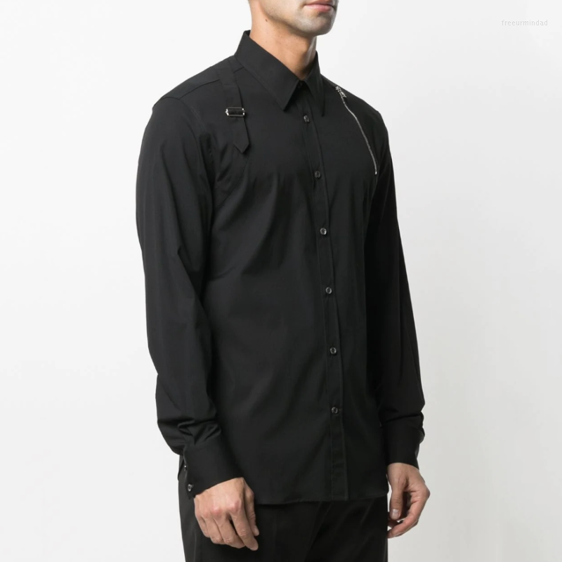 Men' Casual Shirts Men' Long Sleeve Shirt Spring And Autumn Solid Color Small Pointed Collar Thin Zipper Shoulder Strap Design, Black
Men' Casual Shirts Men' Long Sleeve Shirt Spring And Autumn Solid Color Small Pointed Collar Thin Zipper Shoulder Strap Design, Black