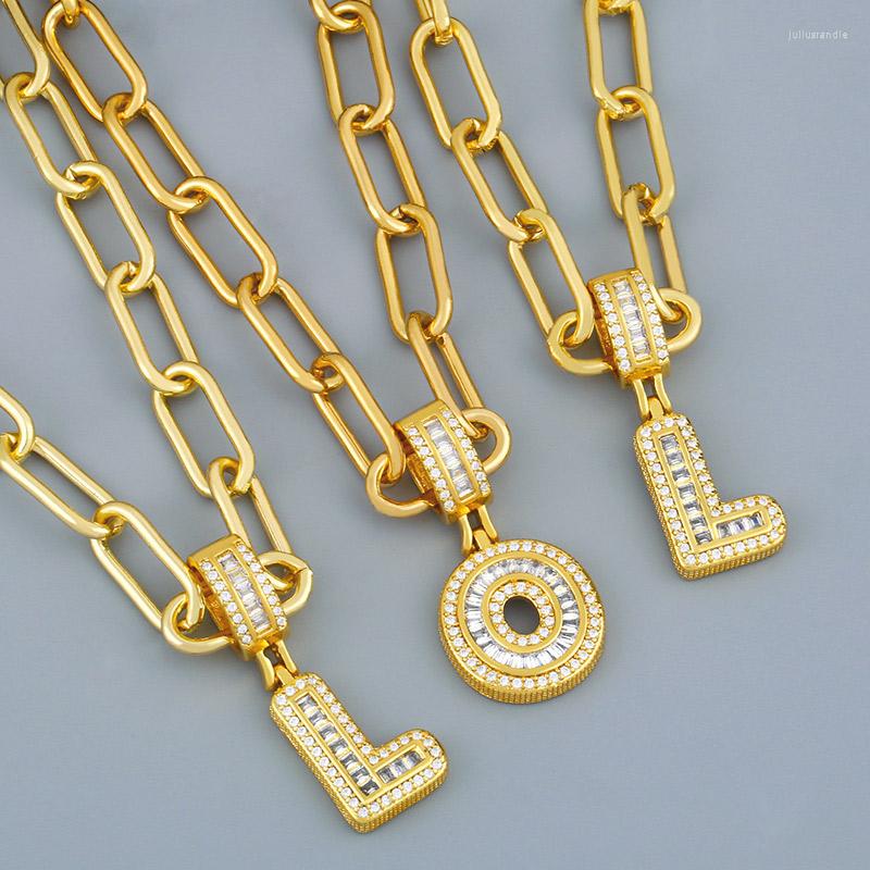 Pendant Necklaces FLOLA Chunky Gold Plated Curb Chain Initial For Women Copper Zircon A-Z Alphabet Necklace Hip Hop Punk Jewelry Nkes02
Pendant Necklaces FLOLA Chunky Gold Plated Curb Chain Initial For Women Copper Zircon A-Z Alphabet Necklace Hip Hop Punk Jewelry Nkes02