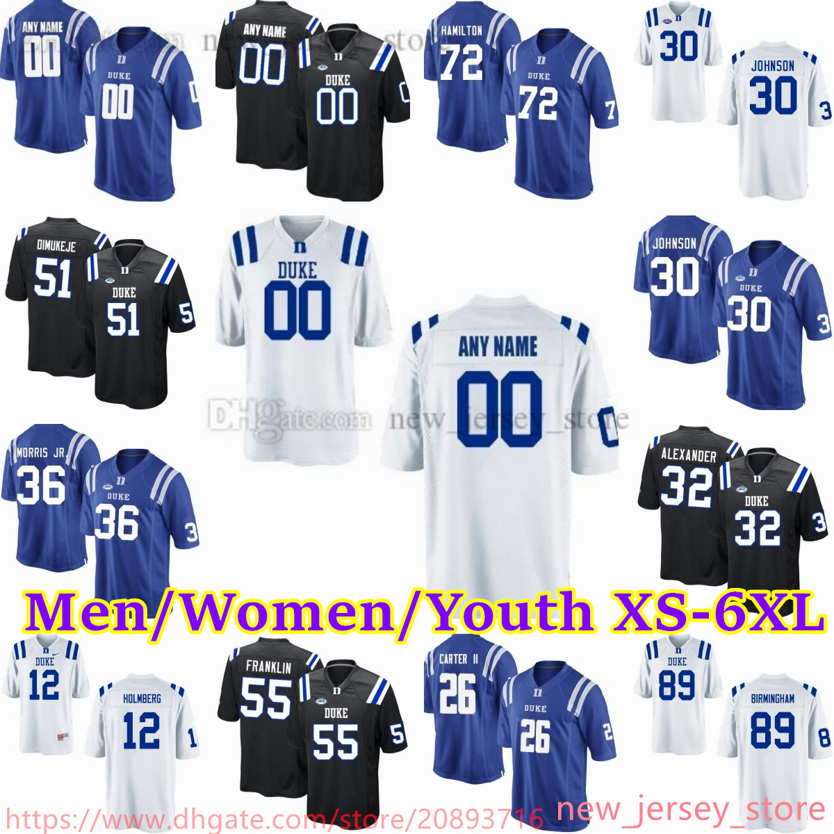 Custom XS-6XL NCAA Duke Blue Devils Football Stitched Jerseys 38 Cole Carteaux 26 Joshua Pickett 4 Myles Hudzick 48 Tre Freeman 2 Luca Diamont 87 Noah Gray 13 Tony Davis, Patch please message
Custom XS-6XL NCAA Duke Blue Devils Football Stitched Jerseys 38 Cole Carteaux 26 Joshua Pickett 4 Myles Hudzick 48 Tre Freeman 2 Luca Diamont 87 Noah Gray 13 Tony Davis, Patch please message