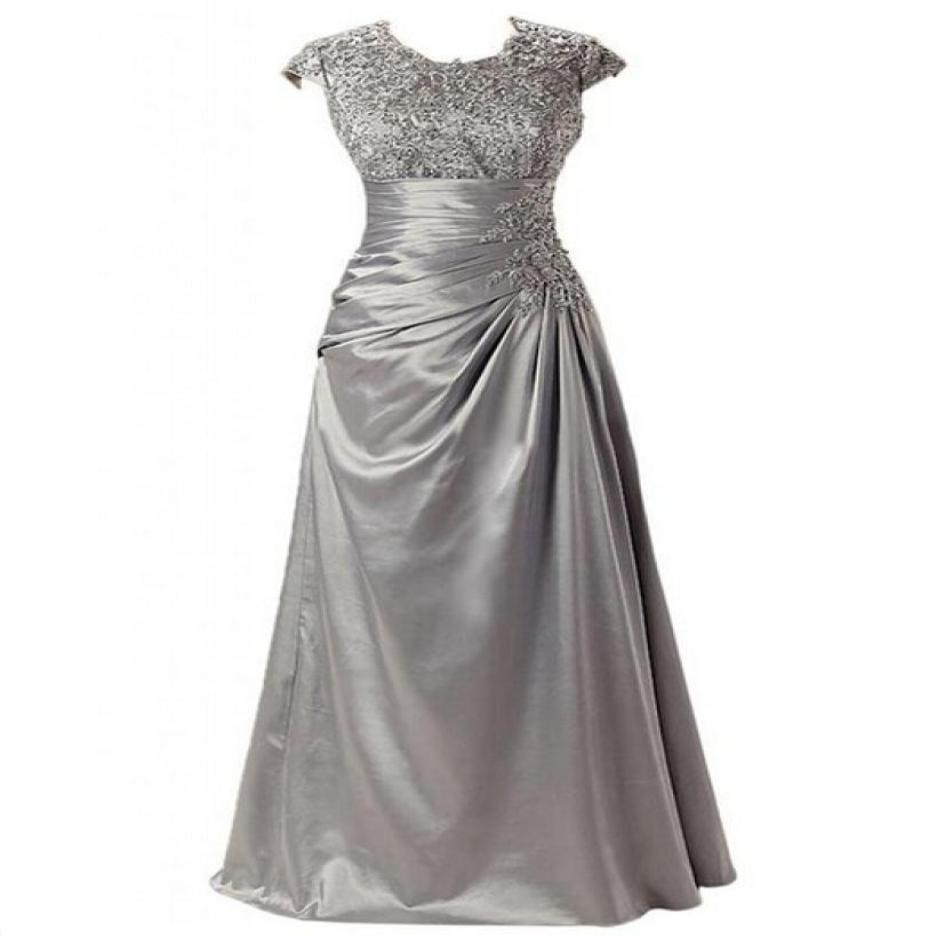 Crew Neckline Capped Sleeves Mother of the Bride Dresses Zipper Back Pleating Beads Stretch Satin Evening Gown Ruched1705013
Crew Neckline Capped Sleeves Mother of the Bride Dresses Zipper Back Pleating Beads Stretch Satin Evening Gown Ruched1705013