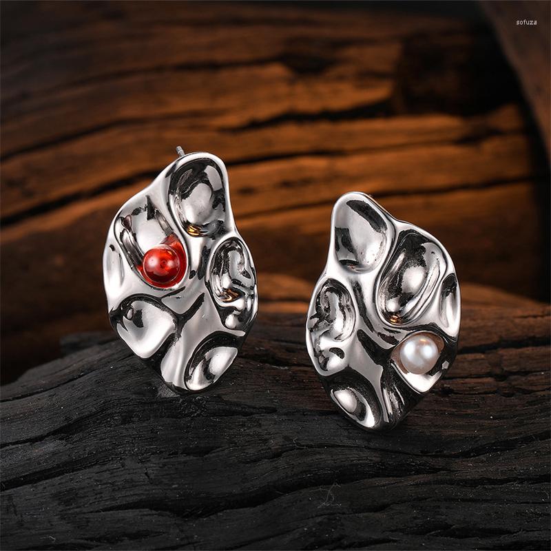 Stud Earrings 925 Sterling Silver Irregular Geometric Lava Texture For Women Elegant Freshwater Pearl Garnet Jewelry
Stud Earrings 925 Sterling Silver Irregular Geometric Lava Texture For Women Elegant Freshwater Pearl Garnet Jewelry