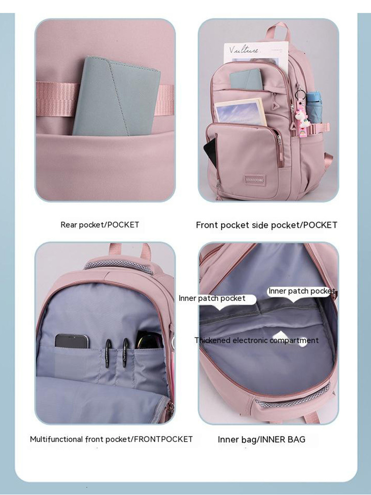 School Bags Korean Style Student Backpack Large Capacity Junior High School Bags for Girls Waterproof Travel Bagpack Computer Laptop Bag 230627