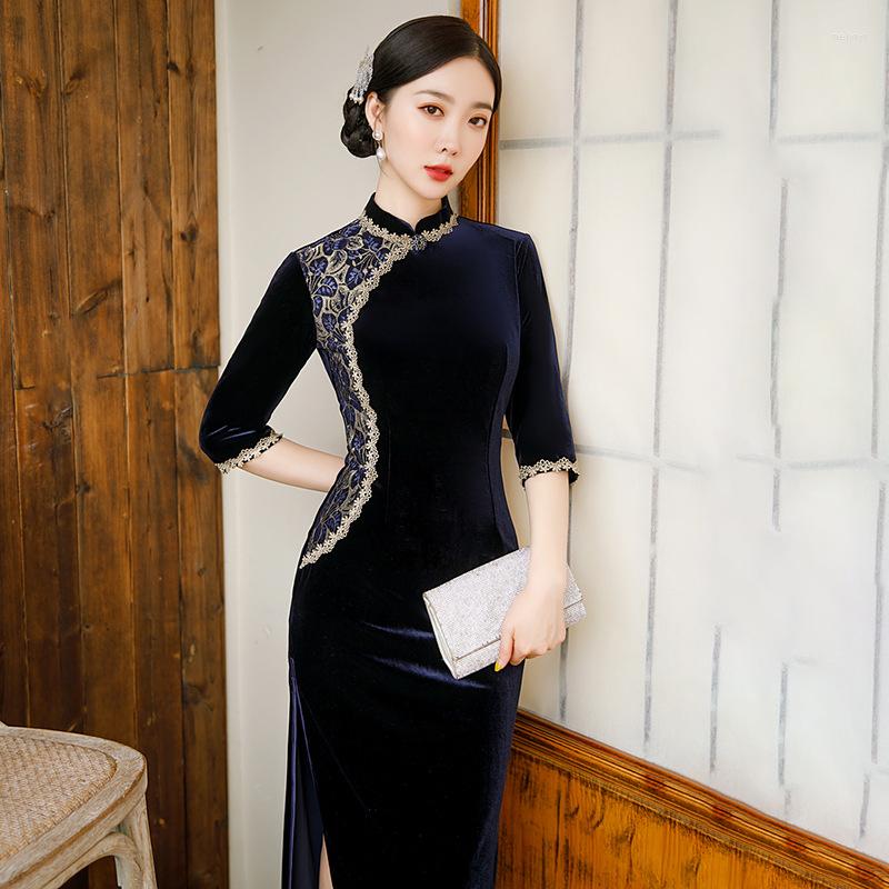 Ethnic Clothing Size M-4XL Chinese Qipao Classic Women Velvet Lace Cheongsam Slim Dress 2023 Evening Party Gown
Ethnic Clothing Size M-4XL Chinese Qipao Classic Women Velvet Lace Cheongsam Slim Dress 2023 Evening Party Gown