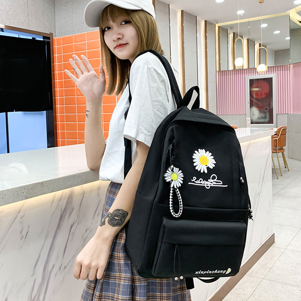 School Bags 4Pcs/Set Women School Backpacks Schoolbag Daisy Canvas For Teenagers Girls Student Book Bag Boys Satchel Bolsas Mochilas Sac 230627