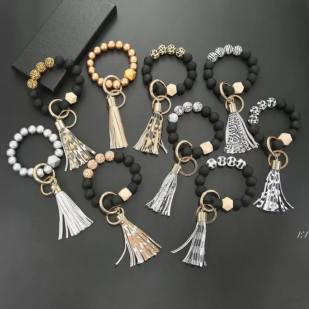 Black Frosted Wooden Bead Bracelet Keychain party favor Fashion Pattern Tassel Pendant Bracelets Women Girl Key ring Wrist Strap CG001
Black Frosted Wooden Bead Bracelet Keychain party favor Fashion Pattern Tassel Pendant Bracelets Women Girl Key ring Wrist Strap CG001