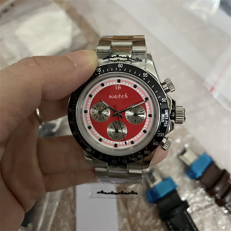 Top sell mans watch luxury mechanical automatic stainless steel bracelet red face watches 527