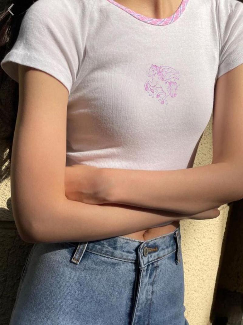 Women's T Shirts Horse Embroidery Graphic Crop Top Women Summer Sweet Pink Patchwork Cotton Y2k T-shirt Casual Streetwear Slim Tee 2023, White
Women's T Shirts Horse Embroidery Graphic Crop Top Women Summer Sweet Pink Patchwork Cotton Y2k T-shirt Casual Streetwear Slim Tee 2023, White
