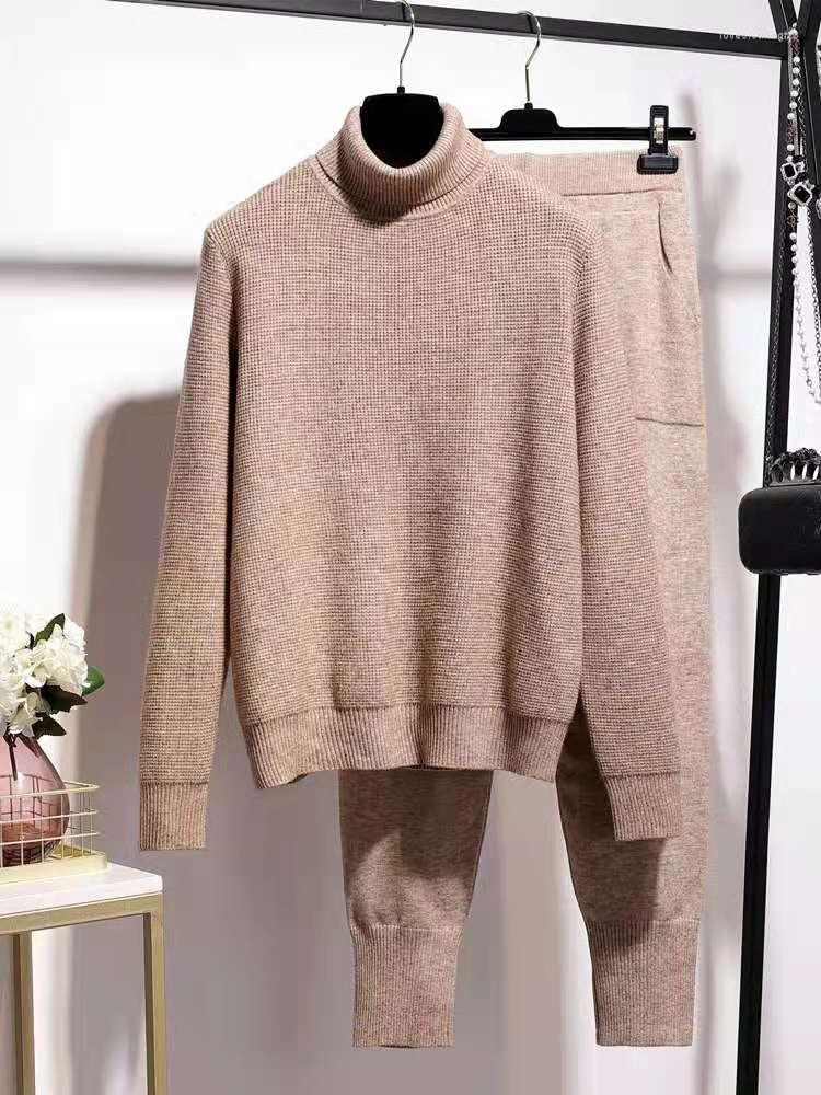 Women's Sweaters Two Women's Knit Tracksuit Turtleneck Sweater Turnip Pants Pullover Jumper Suit, Black
Women's Sweaters Two Women's Knit Tracksuit Turtleneck Sweater Turnip Pants Pullover Jumper Suit, Black