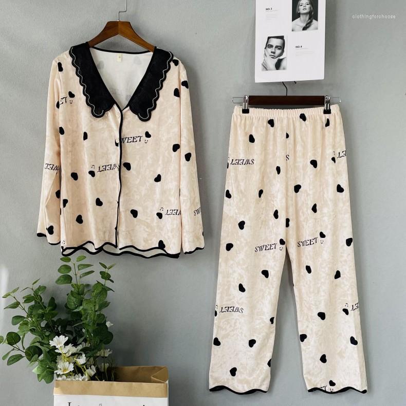 Women's Sleepwear Spring Autumn Velour Trouser Suits Pyjama Velvet Pajamas Set Female Pour Femme Sweet Print Bow Pijamas Home Clothes, White
Women's Sleepwear Spring Autumn Velour Trouser Suits Pyjama Velvet Pajamas Set Female Pour Femme Sweet Print Bow Pijamas Home Clothes, White