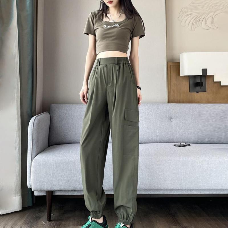 Women' Pants Women High Waist Elastic Waistband Pockets Shrinkable Cuffs Harem Trousers Ankle-Length Straight Wide Leg Sweatpants, Black
Women' Pants Women High Waist Elastic Waistband Pockets Shrinkable Cuffs Harem Trousers Ankle-Length Straight Wide Leg Sweatpants, Black