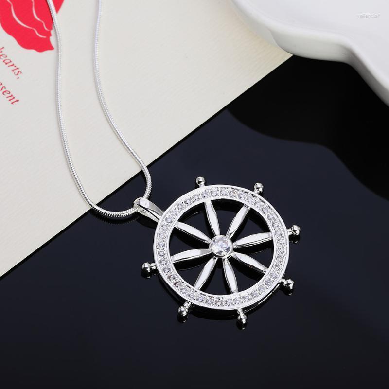 Chains Luxury Designer 925 Stamped Silver Classic Crystal Sailor Rudder Pendant Necklace For Women Man Fashion Party Jewelry Gifts
Chains Luxury Designer 925 Stamped Silver Classic Crystal Sailor Rudder Pendant Necklace For Women Man Fashion Party Jewelry Gifts