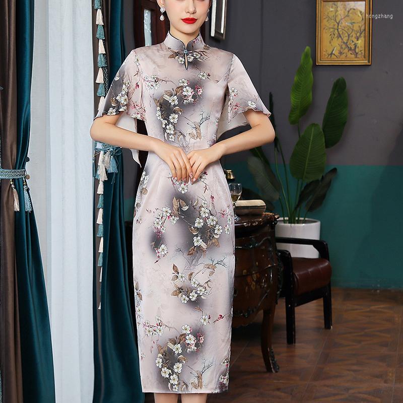 Ethnic Clothing Chinese Cheongsam Qipao Dress Women Elegant Print Flower Formal Party Gown Sexy Short Sleeve Vestidos Mandarin Collar
Ethnic Clothing Chinese Cheongsam Qipao Dress Women Elegant Print Flower Formal Party Gown Sexy Short Sleeve Vestidos Mandarin Collar