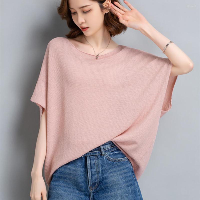 Women's Sweaters Shoulder Drop Short Sleeve Ice Silk Knit Women Summer Outer Wear Top Loose Stretch Bat Shirt White/Black/Pink/Apricot
Women's Sweaters Shoulder Drop Short Sleeve Ice Silk Knit Women Summer Outer Wear Top Loose Stretch Bat Shirt White/Black/Pink/Apricot