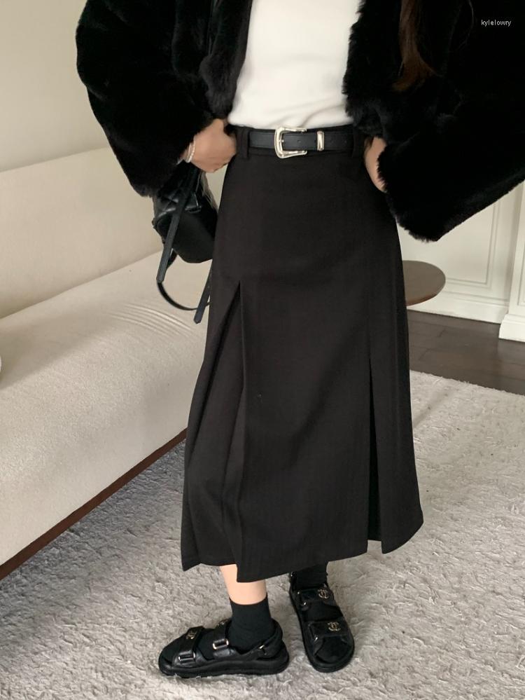 Skirts Korobov Fashion High Waist Belt A-line Long Skirt Spring Vintage Preppy Style Pleated In 2023 Women Mujer Faldas, Black
Skirts Korobov Fashion High Waist Belt A-line Long Skirt Spring Vintage Preppy Style Pleated In 2023 Women Mujer Faldas, Black