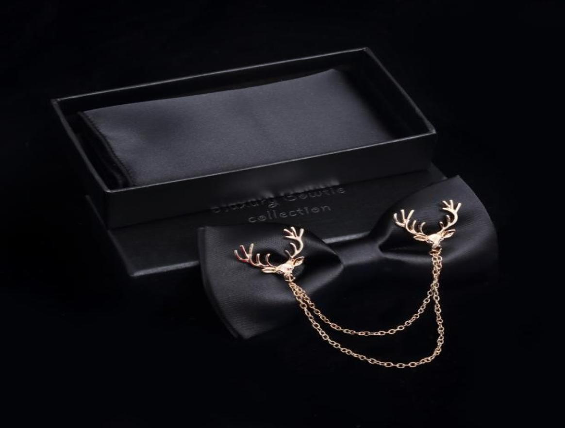 Original Metal Golden deer Two Layer Neck Bowtie Solid Bow Tie Mens Fashion Adjustable Bowtie Pocket Sqaure Box Set5776232
Original Metal Golden deer Two Layer Neck Bowtie Solid Bow Tie Mens Fashion Adjustable Bowtie Pocket Sqaure Box Set5776232