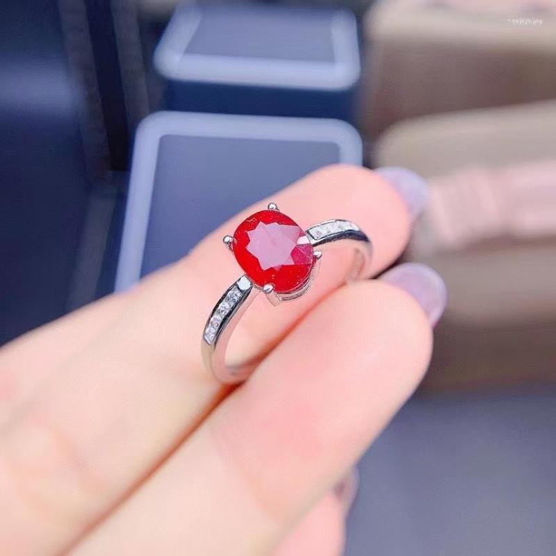 Cluster Rings Fine Jewelry S925 Sterling Silver Inlaid Natural Ruby Ring Support Test 6x8 Mm Size Gemstone Noble Character Good Gift Sale
Cluster Rings Fine Jewelry S925 Sterling Silver Inlaid Natural Ruby Ring Support Test 6x8 Mm Size Gemstone Noble Character Good Gift Sale