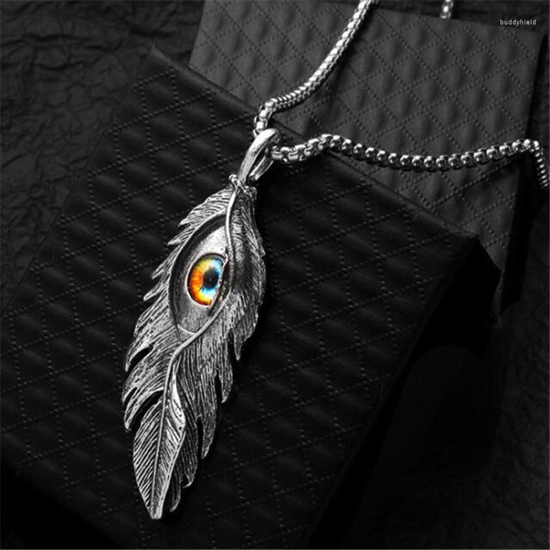 Pendant Necklaces Trend Hip Hop Silver Color Metal Feather Demon Eye Necklace Stainless Steel Long Men's Fashion Male Accessories
Pendant Necklaces Trend Hip Hop Silver Color Metal Feather Demon Eye Necklace Stainless Steel Long Men's Fashion Male Accessories