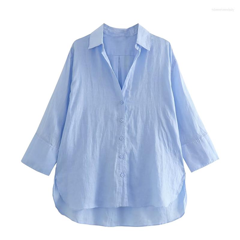 Women's Blouses YENKYE 2023 Women Vintage Solid Oversize Asymmetric Hem Linen Shirt Casual Blouse, Blue
Women's Blouses YENKYE 2023 Women Vintage Solid Oversize Asymmetric Hem Linen Shirt Casual Blouse, Blue