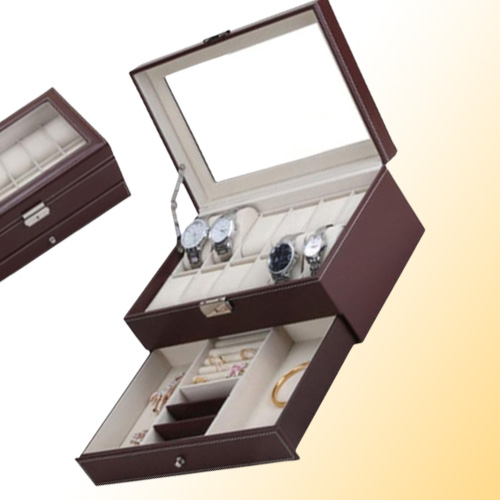 New 12 Grids Slots Double Layers PU Leather Watch Storage Box Professional Watch Case Rings Bracelet Organizer Box Holder
