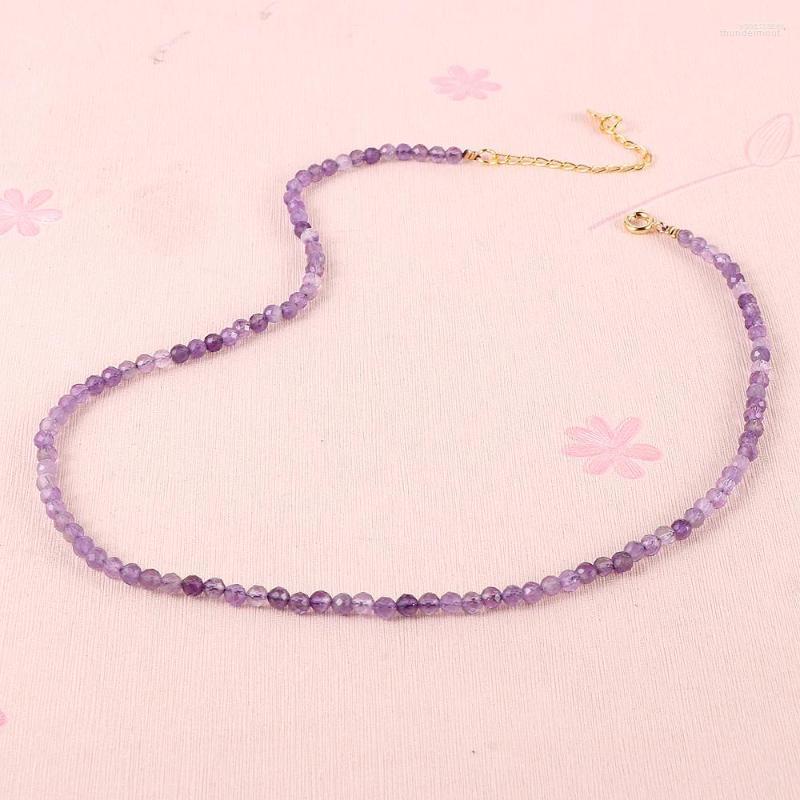 Chains Na Women's Amethyst Natural Stone Necklace 3mm Faces Bead 18k Gold Plated Chain Fashion Jewelry For Women
Chains Na Women's Amethyst Natural Stone Necklace 3mm Faces Bead 18k Gold Plated Chain Fashion Jewelry For Women