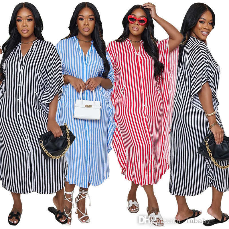 Summer Vestidos Dresses Batwing Three Quarter Sleeve Straight Shirt Style Maxi Long Dress 2023 Casual Stripe Dress Shirt, Blue
Summer Vestidos Dresses Batwing Three Quarter Sleeve Straight Shirt Style Maxi Long Dress 2023 Casual Stripe Dress Shirt, Blue