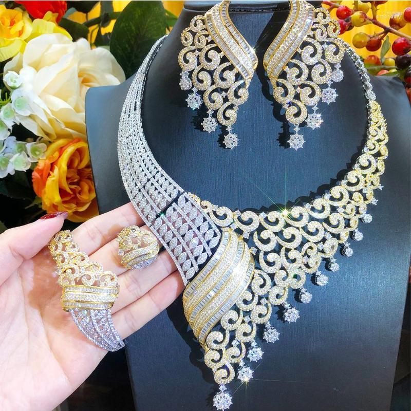 Necklace Earrings Set KellyBola 4PCS Luxury African Jewelry For Women Wedding Bridesmaid Earring Bracelet Ring Party Sets, Picture shown
Necklace Earrings Set KellyBola 4PCS Luxury African Jewelry For Women Wedding Bridesmaid Earring Bracelet Ring Party Sets, Picture shown